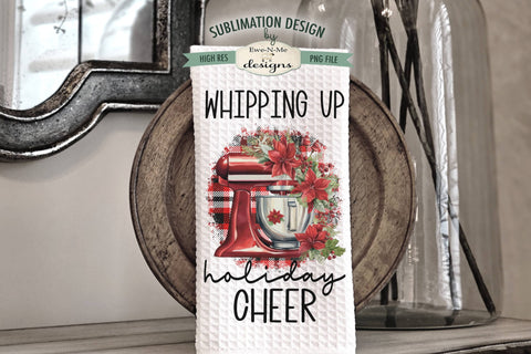 Red Christmas Stand Mixer Kitchen Towel Sublimation Designs Sublimation Ewe-N-Me Designs 