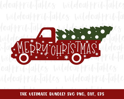 red Christmas tree truck svg, merry Christmas svg Christmas svg, southern Christmas svg, funny Christmas svg, Christmas svg bundle, SVG WildOakSVG 