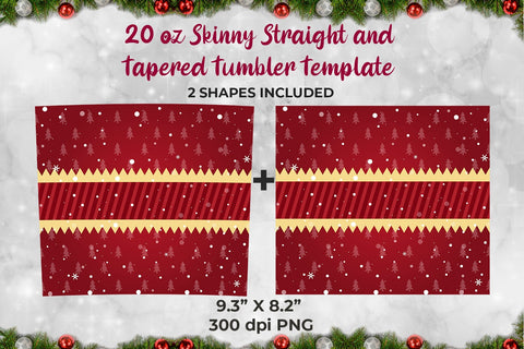 Red Christmas Tumbler Wrap Decor 20 oz for Sublimation Sublimation Sublimatiz Designs 