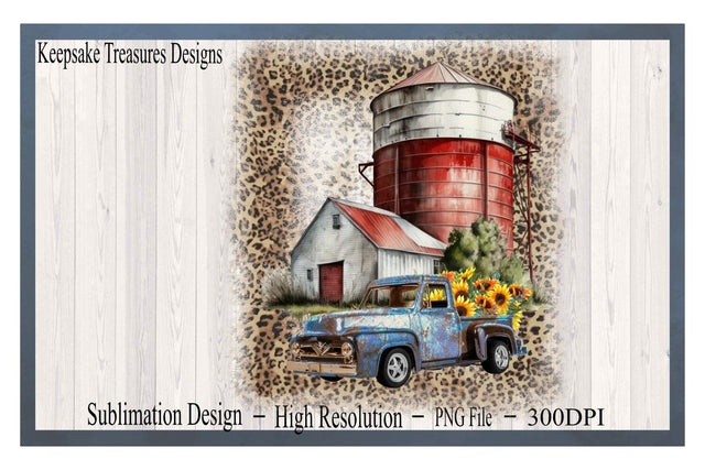 Red Farm Barn, Rustic Silo, PNG Sublimation Design, Sunflower, Rustic Truck, Leopard Print, Digital Download Sublimation Keepsake Treasures Designs LLC. 
