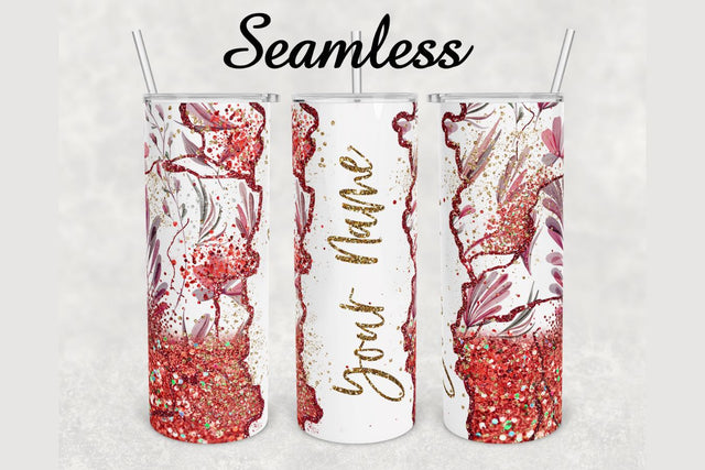 Red Faux Glitter Marble Tumbler sublimation design 20 oz skinny tumbler wrap Sublimation BambinaCreations 