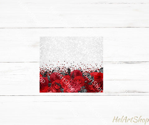 Red Floral SKINNY TUMBLER Png, Sublimation Png Sublimation _HelArtShop_ 