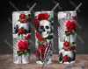 Red Floral Skull Tumbler PNG, Gothic SKINNY TUMBLER Png - So Fontsy