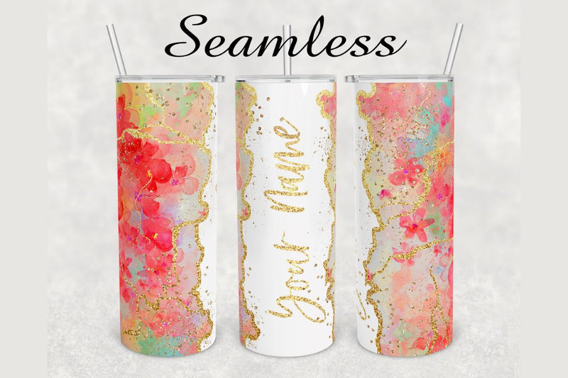 Red Flowers Glitter Marble Tumbler sublimation design 20 oz skinny tumbler wrap Sublimation BambinaCreations 