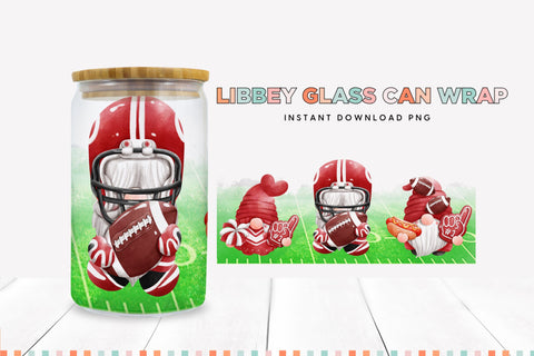 Red Football Team Gnomes Libbey Glass Wrap Sublimation BijouBay 