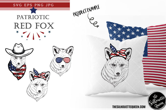 Red Fox Patriotic Cut files and Sublimation SVG Loveleen Kaur 