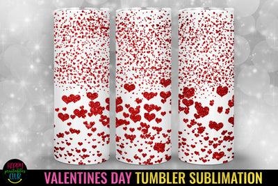 Red Glitter Hearts I Valentines Day Sublimation Tumbler Sublimation Happy Printables Club 