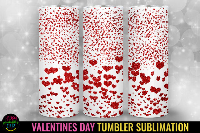 Red Glitter Hearts I Valentines Day Sublimation Tumbler Sublimation Happy Printables Club 