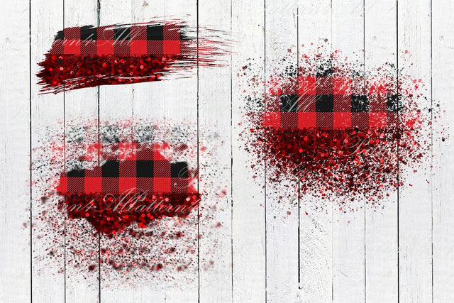 Red Glitter with Red Plaid background,Plaid Check splashes, Buffalo plaid Patches, Sublimation Patches PNG, design elements for t-shirts Sublimation ArtStudio 