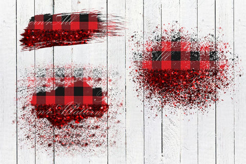 Red Glitter with Red Plaid background,Plaid Check splashes, Buffalo plaid Patches, Sublimation Patches PNG, design elements for t-shirts Sublimation ArtStudio 