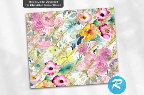 Red Gold Floral 20 oz / 30 oz Tumbler PNG Sublimation Regulrcrative 