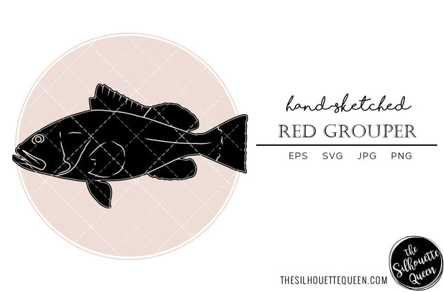 Red Grouper Hand sketched, hand drawn vector clipart SVG Loveleen Kaur 