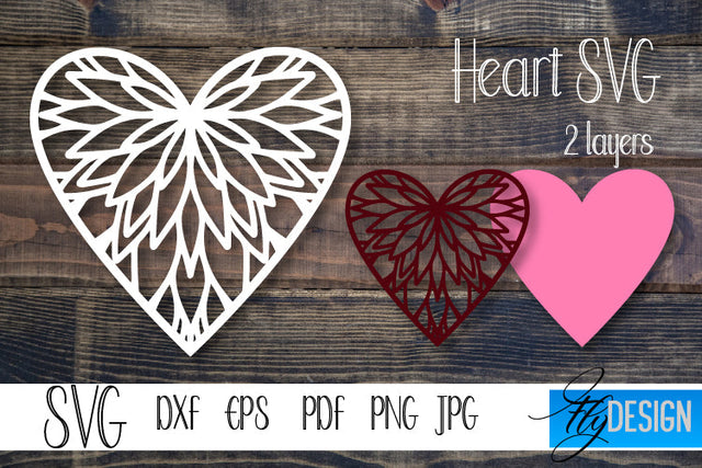Red Heart SVG. Mandala Heart SVG. Valentines Day SVG. v4-2. SVG Fly Design 