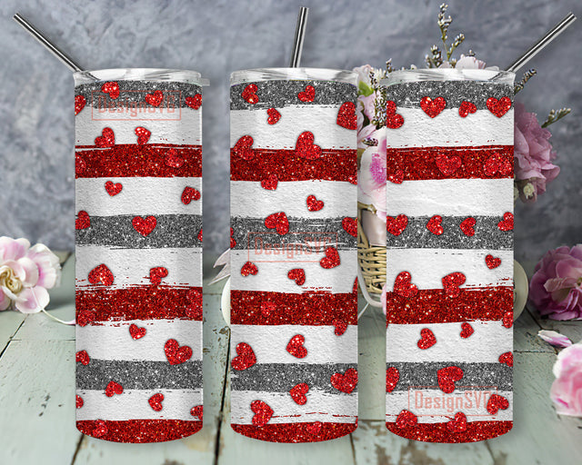 Red Hearts Diamonds 20oz Tumbler Wrap, Valentines Day Tumbler Png, Res Silver Glitter Design Png, Gift for Her, Valentines Sublimation Design, Digital Download Sublimation DesignSVG 