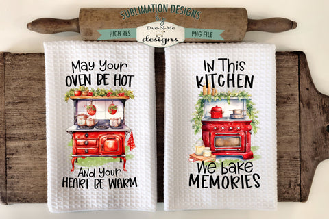 Red Kitchen Christmas Cookstoves | Kitchen Towel Sublimation Designs Sublimation Ewe-N-Me Designs 
