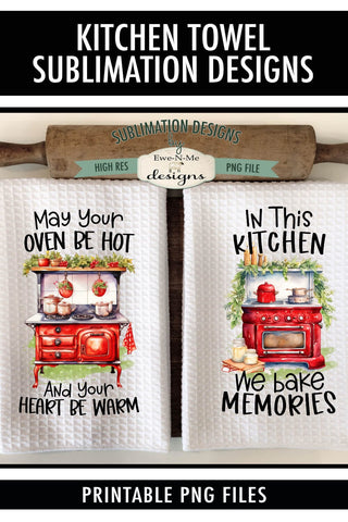 Red Kitchen Christmas Cookstoves | Kitchen Towel Sublimation Designs Sublimation Ewe-N-Me Designs 