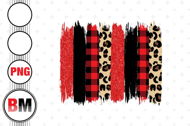 Red Leopard Plaid Buffalo Brush PNG Files Sublimation BMDesign 