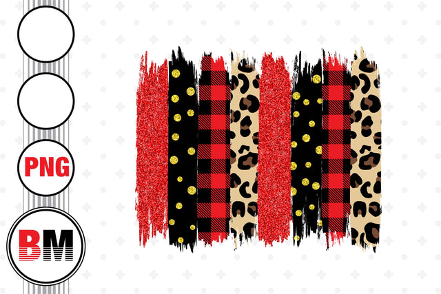 Red Leopard Plaid Buffalo Brush PNG Files Sublimation BMDesign 