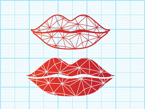 Red lip Geomatical Print SVG Johan Ru designs 
