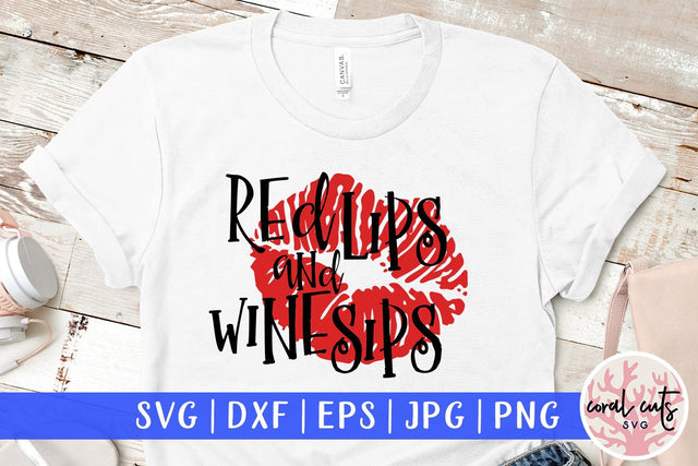 Red Lips And Wine Sips - Drinks & Wine SVG EPS DXF PNG SVG CoralCutsSVG 