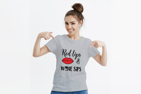 Red lips and wine sips. Funny drinking quote SVG LaBelezoka 