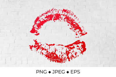 Red lips. Lipstick kiss. Distressed lips Sublimation LaBelezoka 