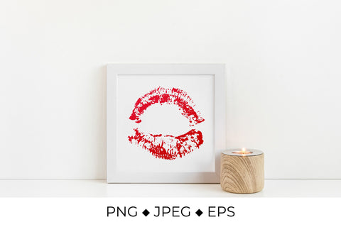 Red lips. Lipstick kiss. Distressed lips Sublimation LaBelezoka 