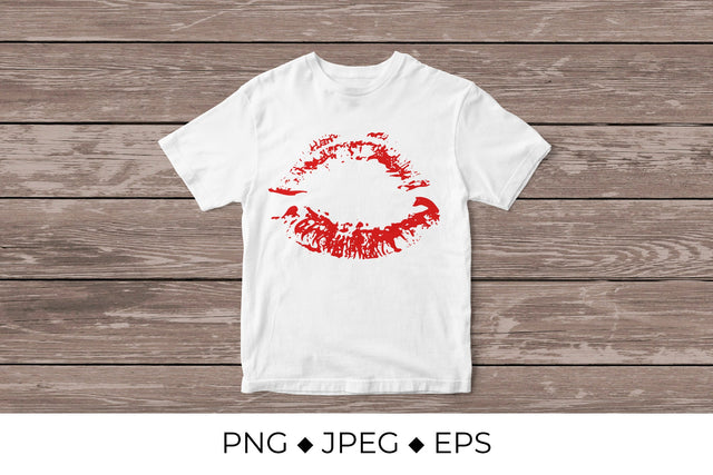 Red lips. Lipstick kiss. Distressed lips Sublimation LaBelezoka 