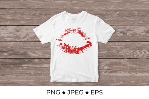 Red lips. Lipstick kiss. Distressed lips Sublimation LaBelezoka 