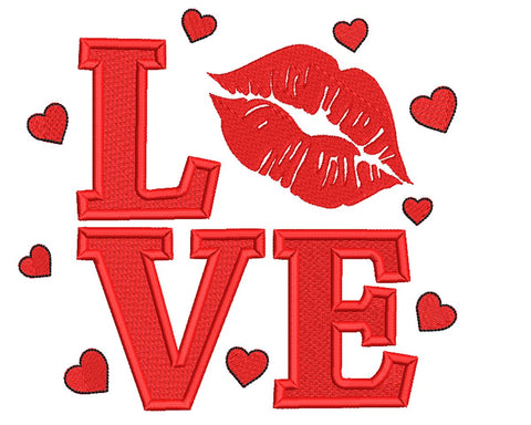 Red Lips, Valentine LOVE Machine Embroidery Design Embroidery/Applique DESIGNS Canada Embroidery 