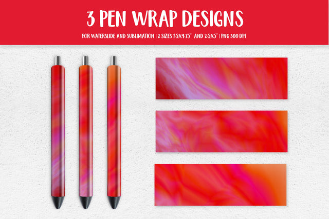 Red Marble Pen Wrap Design Sublimation or Waterslide Sublimation LaBelezoka 