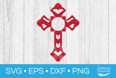 Red Monogram Circle Cross SVG SavanasDesign 