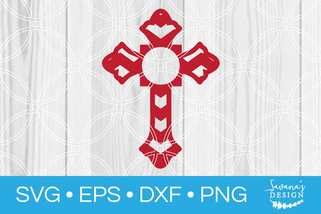 Red Monogram Circle Cross SVG SavanasDesign 