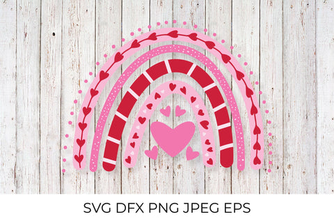 Red Pink Heart Rainbow SVG. Cute Valentines clipart SVG LaBelezoka 