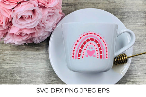 Red Pink Heart Rainbow SVG. Cute Valentines clipart SVG LaBelezoka 