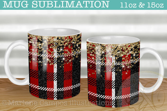 Red Plaid Fabric Sublimation for Mug / Buffalo Plaid Design /Christmas Buffalo Plaid Sublimation Marlene Campos 