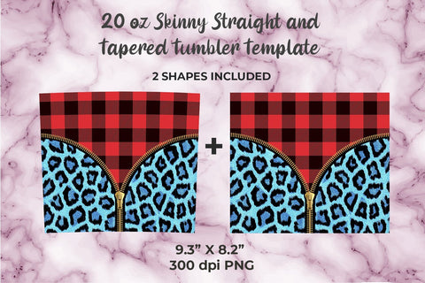 Red Plaid Leopard Blue Zipper 20oz Skinny Tumbler Wrap Template Sublimation Sublimatiz Designs 