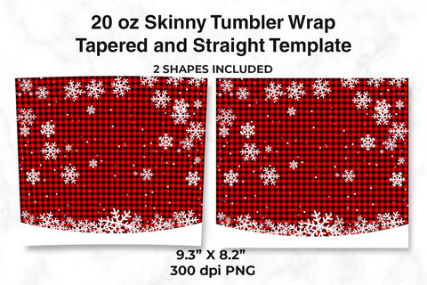 Red Plaid With Snowflakes Skinny Tumbler Wrap Sublimation Sublimatiz Designs 
