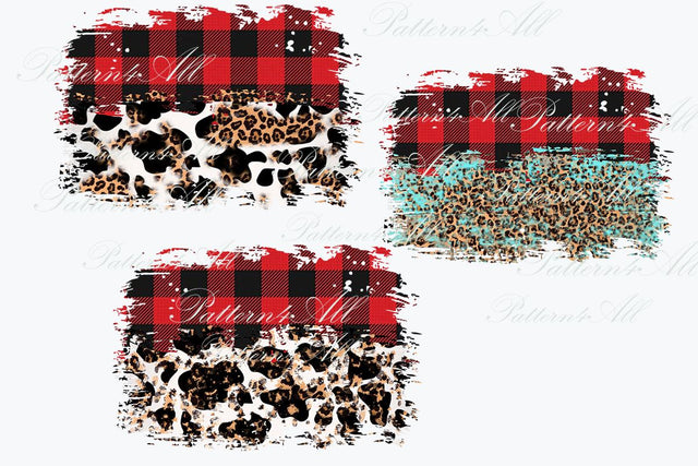 Red Plaid,Leopard,Cowhide digital background,Check splashes, Buffalo plaid Patches,Sublimation Patches PNG,design element - instant download Sublimation ArtStudio 