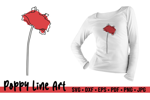 Red Poppy SVG Line Art SVG Niia Store 
