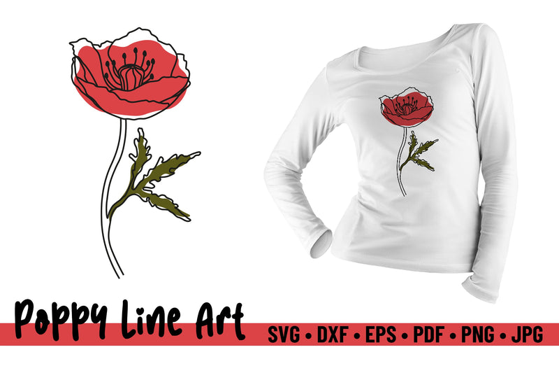Red Poppy SVG Line Art SVG SVG Niia Store 