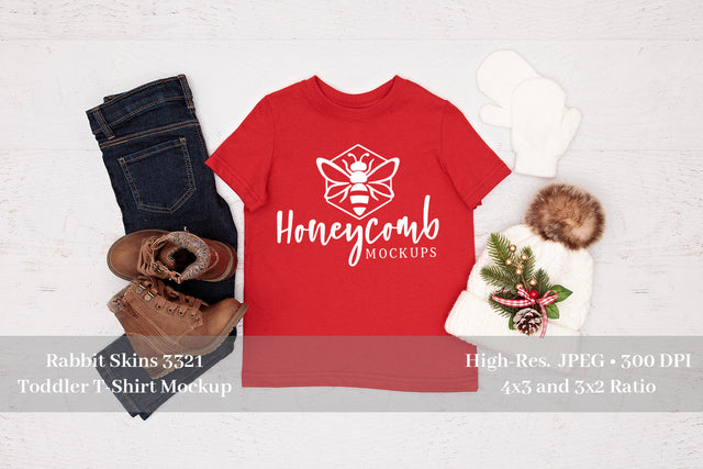 Red Rabbit Skins 3321 Toddler Mockup, Toddler Girl T-Shirt Mockup, Christmas Mockup Mock Up Photo Honeycomb Mockups 