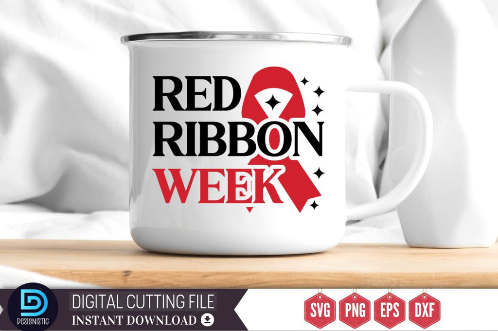 Red ribbon week SVG - So Fontsy