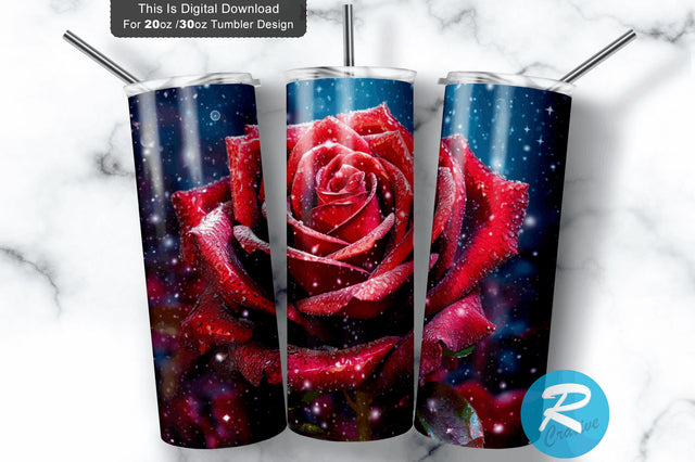 Red Rose Flower 20 oz / 30 oz Tumbler PNG Sublimation Regulrcrative 