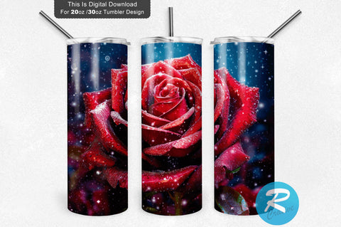 Red Rose Flower 20 oz / 30 oz Tumbler PNG Sublimation Regulrcrative 