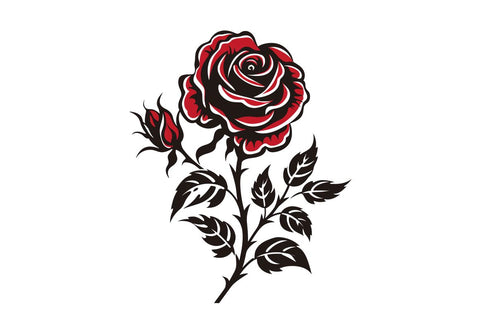 Red Rose Silhouette Clipart Bundle Sublimation Regulrcrative 