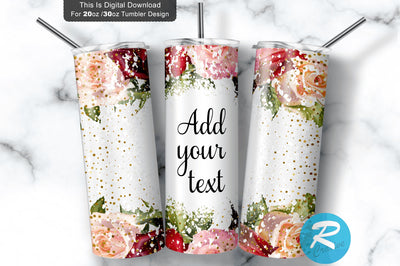 Red RoseFlower 20 oz / 30 oz Tumbler PNG Sublimation Regulrcrative 