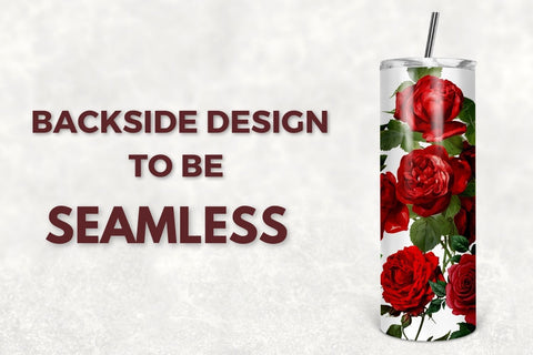 Red Roses Sublimation 20 Oz Skinny Tumbler Floral Seamless Wrap for 20 oz & 30 oz Tumbler Design - PNG Sublimation TumblersByPhill 