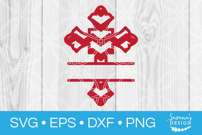 Red Split Monogram Cross SVG SavanasDesign 