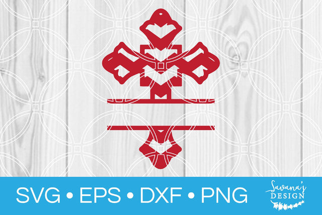 Red Split Monogram Cross SVG SavanasDesign 